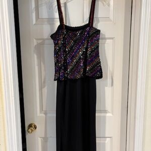 Lee Joran New York sequin(multi color) Black dress (small/med)